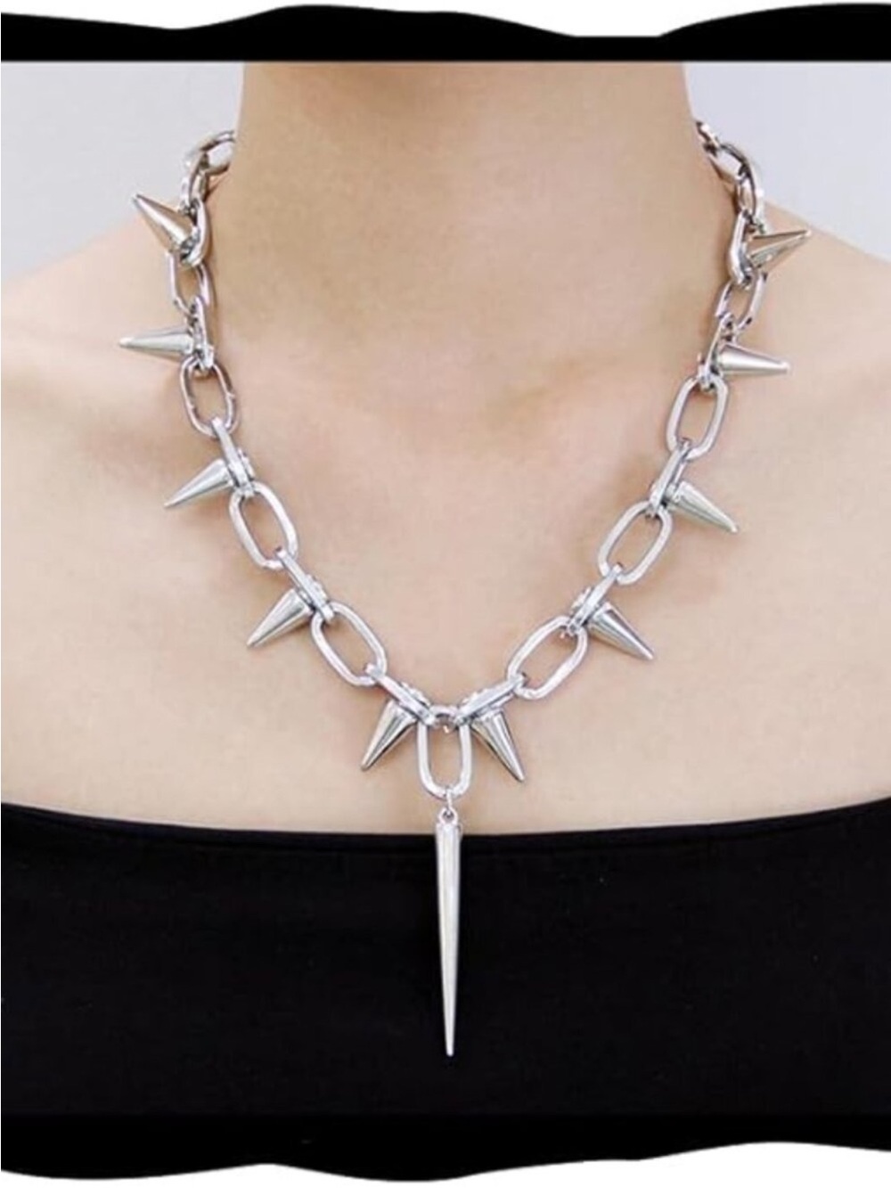 BRAND NEW Silver Punk Spiked Chokers Necklace